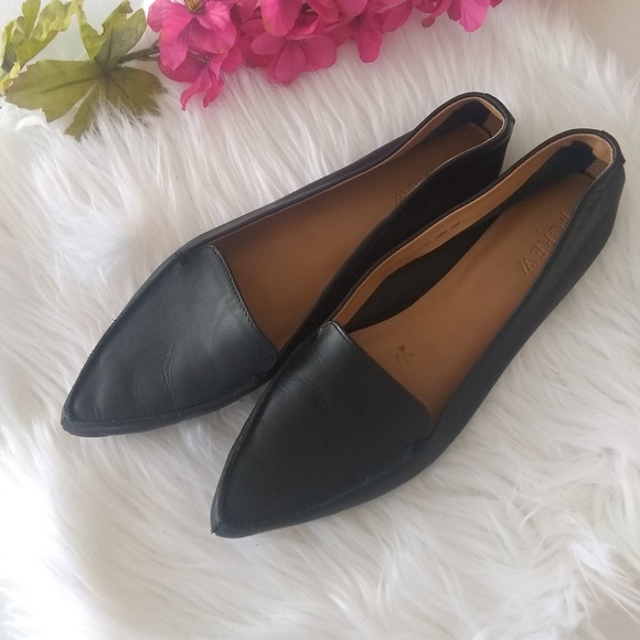 J. Crew Shoes - J. Crew Black Leather Pointed Toe Flats Size 8